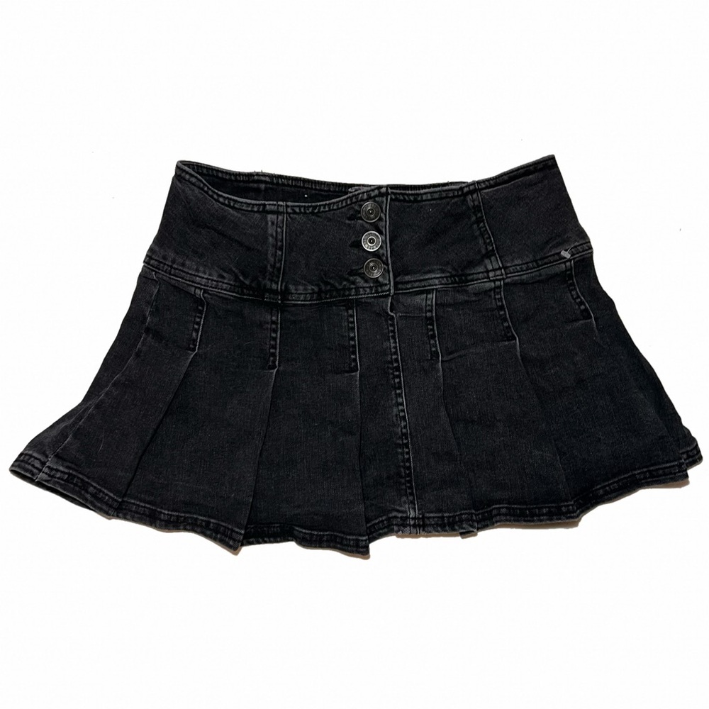 bdg pleated black jean skirt